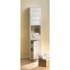 White Slatted Tall Slim Storage Cabinet