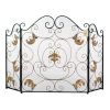 Fleur de Lis Fireplace Screen with Golden Accents