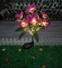 LED Solar Rose Orchid Flower Light Outdoor Garden Waterproof Simulation Lawn Lamp Wedding Party Christmas Decor Landscape Light - 7 head orchid purple