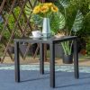 Outdoor Square Side Table, 18.9"D * 18.1"H Metal End Table, Black - Black