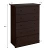 Functional Storage Organized Dresser with 5 Drawer - Dark Brown
