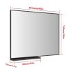 40x30 Inch Modern Black Bathroom Mirror With Storage Rack Aluminum Frame Rectangular Decorative Wall Mirrors for Living Room Bedroom - as Pic