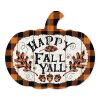 "Happy Fall Y'All" By Artisan Linda Spivey Printed on Wooden Pumpkin Wall Art - as Pic