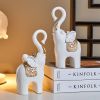 NORTHEUINS Resin Couple Elephant Figurines for Home Office Tabletop Decor Accessories Nordic Animal Statues Interior Ornament - White