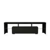 Living Room Furniture TV Stand Cabinet with 2 Drawers &amp; 2 open shelves; 20-color RGB LED lights with remote; Black - as pic