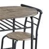 Set of 3 Round Dining Tables with Storage Racks - Light Brown