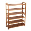 6 Tier Wood Bamboo Shelf Entryway Storage Shoe Rack Home Furniture - Wood Color