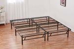 14" High Profile Foldable Steel Queen Platform Bed Frame, Black - Black - King
