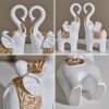 NORTHEUINS Resin Couple Elephant Figurines for Home Office Tabletop Decor Accessories Nordic Animal Statues Interior Ornament - White