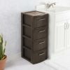 4 Drawer Weave Tower Plastic, Espresso, Set of 2 - S2