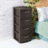 4 Drawer Weave Tower Plastic, Espresso, Set of 2 - S2