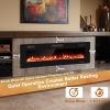 68 Inch Ultra-Thin Electric Fireplace Recessed Wall Mounted with Crystal Log Decoration - black