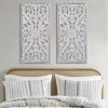Botanical Panel Distressed Carved Wood 2-piece Wall Decor Set - as Pic