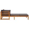 Sun Lounger with 1 Armrest Dark Gray Solid Acacia Wood - Dark gray