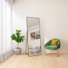 65" x 24" Wall Mounting Full Body Mirror, Full Length Mirror with Stand, Alloy Frame Full-Length Mirror for Living Room, Bedroom, Black - as picture