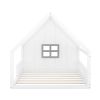 Full Size Wood House Bed with Window and Fence - White