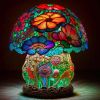 Colored Glass Plant Series Desk Lamp - Pink Mushroom Table Lamp - Battery mounted version