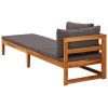 Sun Lounger with 1 Armrest Dark Gray Solid Acacia Wood - Dark gray
