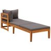Sun Lounger with 1 Armrest Dark Gray Solid Acacia Wood - Dark gray