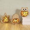 1pc, Creative Wooden Crafts Owl Squirrel Ornaments, Wooden Animal Maple Leaf Acorn Home Decoration, Suitable For Office Decoration, Bedroom Decoration