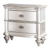 Classic Bedroom Elegant Nightstand Beige / White Finish or Antique Silver 2-Drawers Bed Side Table Plywood - as Pic