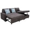 Dark Brown Flannelette 2-Piece Couch Living Room Sofabed - Dark Brown