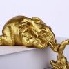 Golden Resin Elephant Sculpture Collectible Figurines Animal Ornaments Cute Bling Elephant Book Decor Presents Antique Gifts - Silver - CN