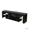 Living Room Furniture TV Stand Cabinet with 2 Drawers &amp; 2 open shelves; 20-color RGB LED lights with remote; Black - as pic