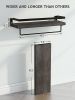 Floating bathroom shelf with towel rail; bathroom/living/kitchen/bedroom wall shelf set of 2; light brown; dark brown; black. - Dark Brown