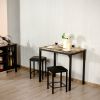 3 Pieces Counter Height Dining Set Faux Marble Table - Brown