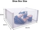 Foldable Shoe Box;  Stackable Clear Shoe Storage Box - Storage Bins Shoe Container Organizer;  8 Pack; White - 8 Pack - White
