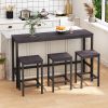 Modern Design Kitchen Dining Table,Pub Table,Long Dining Table Set with 3 Stools,Easy Assembly - Dark Gray