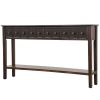 Rustic Entryway Console Table, 60" Long with two Different Size Drawers and Bottom Shelf for Storage  - Black