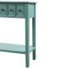 Rustic Entryway Console Table, 60" Long with two Different Size Drawers and Bottom Shelf for Storage  - Blue