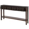Rustic Entryway Console Table, 60" Long with two Different Size Drawers and Bottom Shelf for Storage  - Black