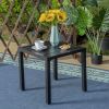 Outdoor Square Side Table, 18.9"D * 18.1"H Metal End Table, Black - Black