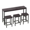 Modern Design Kitchen Dining Table,Pub Table,Long Dining Table Set with 3 Stools,Easy Assembly - Dark Gray