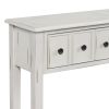 Rustic Entryway Console Table, 60" Long with two Different Size Drawers and Bottom Shelf for Storage  - Antique White