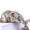 Golden Resin Elephant Sculpture Collectible Figurines Animal Ornaments Cute Bling Elephant Book Decor Presents Antique Gifts - Gold - CN