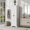 Storage Cabinet with Two Doors for Bathroom, Office, Adjustable Shelf, MDF Board, White - as Pic