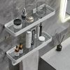 Bathroom Shelves Wall Mounted Glass Shelves for Bathroom Floating Shelf with Towel Holder Glass Shower Shelf 2 Tier Bathroom Wall Organizer - White