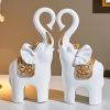 NORTHEUINS Resin Couple Elephant Figurines for Home Office Tabletop Decor Accessories Nordic Animal Statues Interior Ornament - White