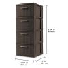 4 Drawer Weave Tower Plastic, Espresso, Set of 2 - S2