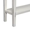 Rustic Entryway Console Table, 60" Long with two Different Size Drawers and Bottom Shelf for Storage  - Antique White