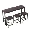 Modern Design Kitchen Dining Table,Pub Table,Long Dining Table Set with 3 Stools,Easy Assembly - Dark Gray