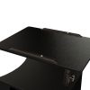 Height Adjustable Overbed End Table Wooden Nightstand with Swivel Top, Drawers, Wheels and Open Shelf, Black - Black