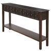 Rustic Entryway Console Table, 60" Long with two Different Size Drawers and Bottom Shelf for Storage  - Black