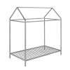 House Bed Frame Twin Size ;  Kids Bed Frame Metal Platform Bed Floor Bed for Kids Boys Girls No Box Spring Needed - Silver