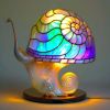 Colored Glass Plant Series Desk Lamp - Pink Mushroom Table Lamp - Battery mounted version