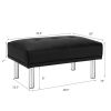 Rectangle Tufted Ottoman with Stainless Steel Legs for Living Room - Black